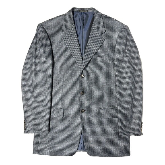 Ermenegildo Zegna Italy Wool Cashmere 3-Button Blazer Gray Check Men 44L (54IT) - Picture 1 of 16